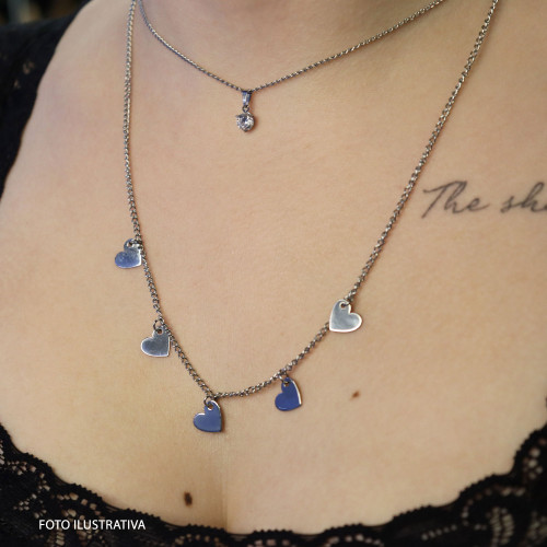 Colar de Aço Five Hearts GLAM   0.9 x0.8mm 45cm