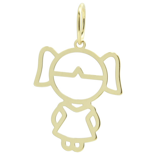 Pingente de Prata Menina Revestida com Ouro 18k