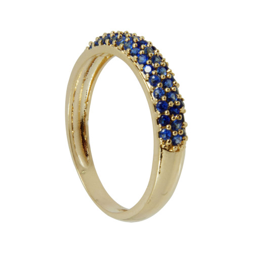 Anel de Prata Classic Meia Aliança Revestido com Ouro 18k e Zircônias