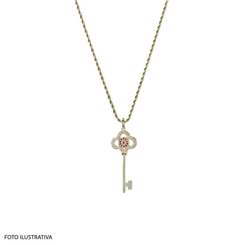 Pingente de Prata Chave Revestido com ouro 18k  37x15mm