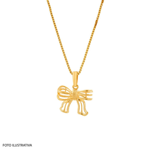Pingente de Prata Laço Revestido em Ouro 18K 17x14mm