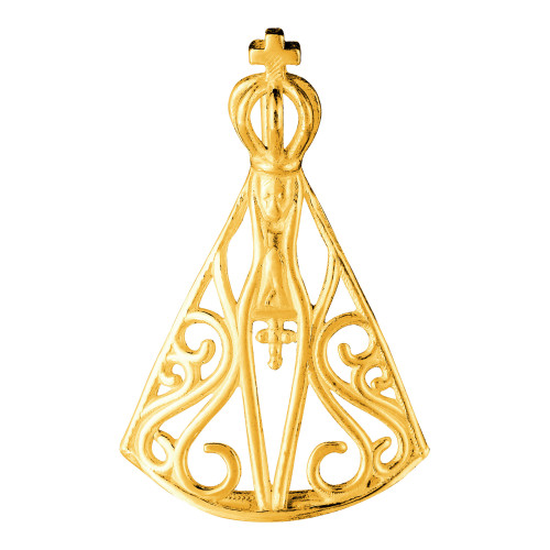 Pingente de Prata Revestida em Ouro 18k N. Sra. Aparecida Filigrana 18x11