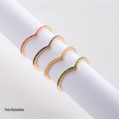 Anel de Prata Lari Revestido com Ouro 18k e Zircônias Brancas