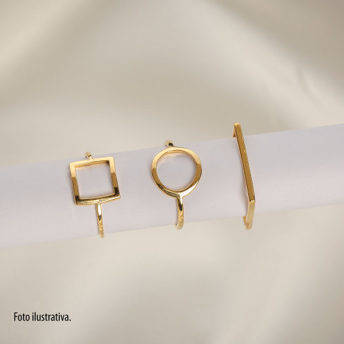 Anel de Prata Quadrado Revestido com ouro 18k