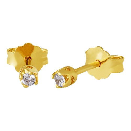 Brinco de Prata Ponto de Luz Revestida em ouro 18k 2mm