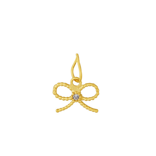 Pingente de Prata Laço Teen Charm Revestido com Ouro e Zircônia 9.1x6.3mm