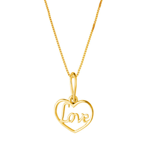 Colar de Prata Coração Love Revestido com Ouro 18k 45cm