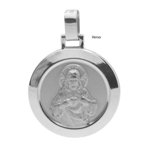 Pingente de Aço Sagrado Coração de Jesus com Ouro 30mm