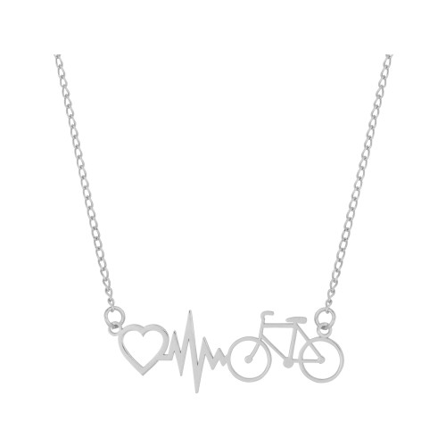 Colar de Aço Bike Batimento Coração 12x38mm 45cm