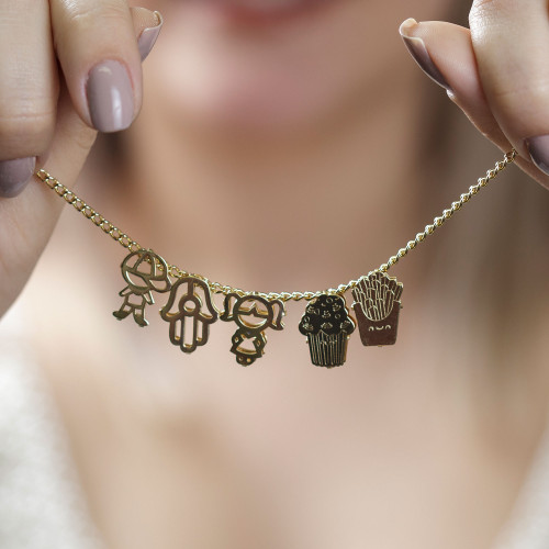 Pingente de Aço Hit Menina 11.5mm Gold IPG