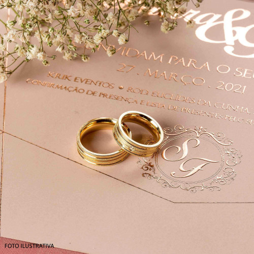 Aliança de Aço Théa Gold Ipg com Gtr e Zircônia 6mm