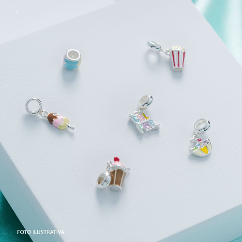 Berloque de Prata Picolé da Alegria com Resina