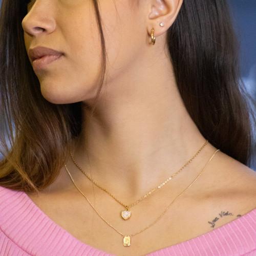 Colar de Aço Love IPG com Zircônias 42cm