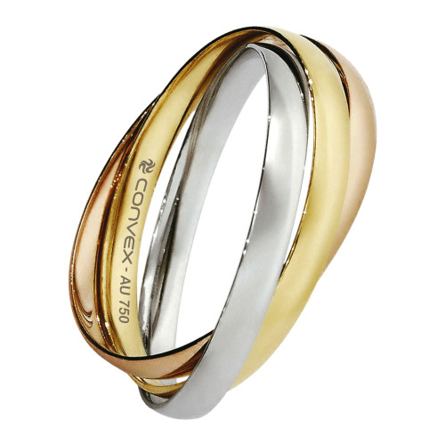 Aliança de Ouro 18k Cartie Tricolor Abaulada Comfort 2mm