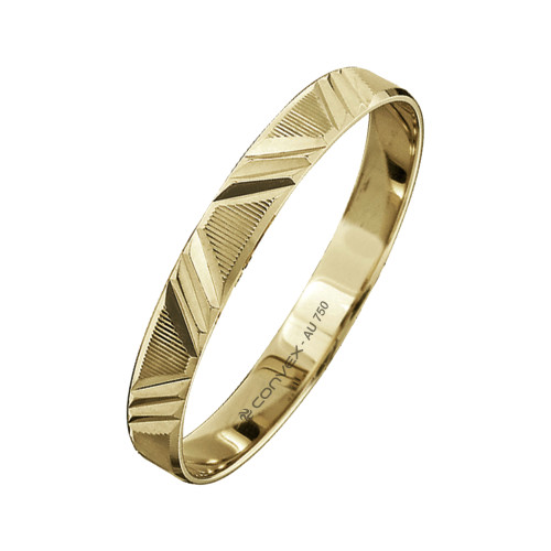 Aliançade Ouro 18K Polônia Trabalhada e Diamantada Diagonal 3mm