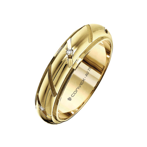 Aliança de Ouro 18K Always Abaulada com Diamantado Diagonal e Diamantes 5.5mm