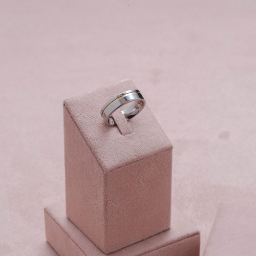 Aliança de Aço Plus com Filete em Ouro 10k 6mm