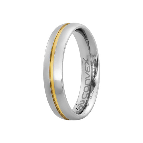 Aliança de Aço Plus Max com Filete em Ouro 10k 5mm