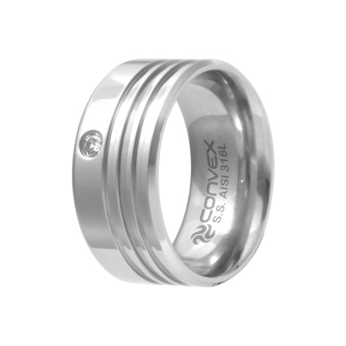 Aliança de Aço Chrome Triple 10mm com Zircônia