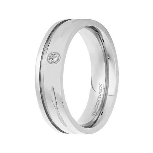 Aliança de Aço Gaia 6mm com Zircônia