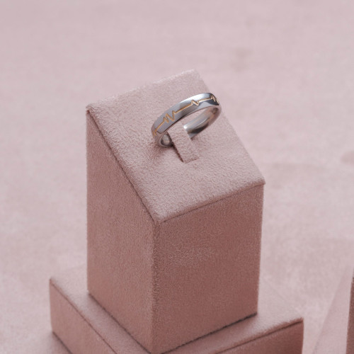 Aliança de Aço Love Beat Shine com Filete Gold Ipg 5mm