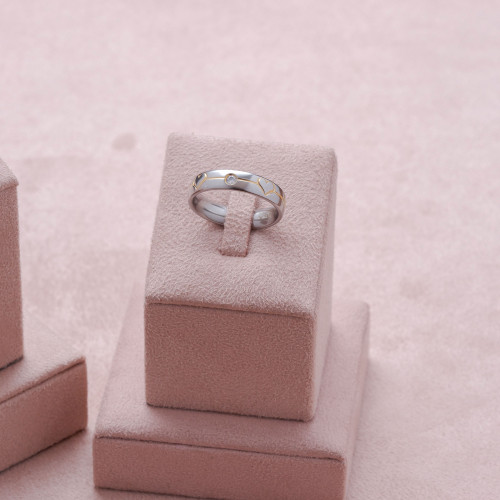 Aliança de Aço Love Beat com Filete Gold Ipg 5mm