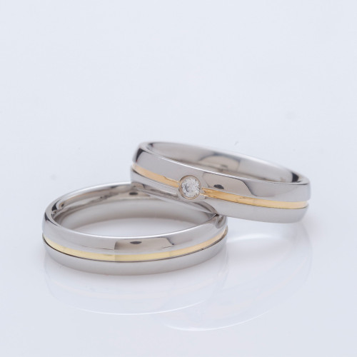 Aliança de Aço Veneza com Filete Gold Ipg 5mm