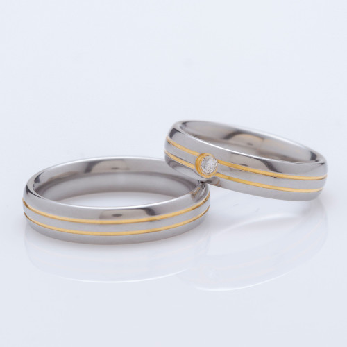 Aliança de Aço Berlim com Filete Duplo Gold Ipg 5mm