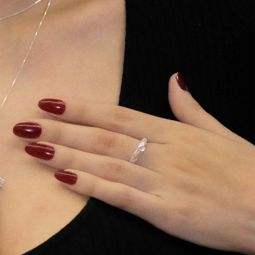 Anel de Prata  Solitário Filigrana com Zircônia Branca 4mm