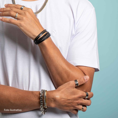 Anel de Aço Faith com Oração Pai Nosso e Resina 9mm