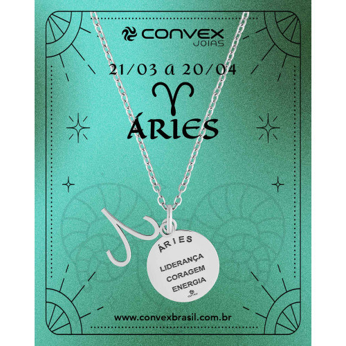 Colar de Aço Signo de Áries 18mm 50cm