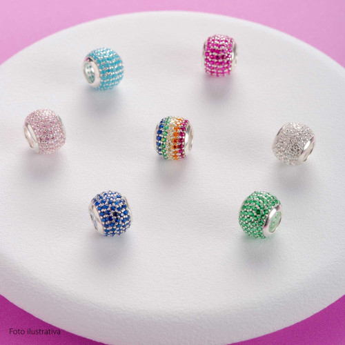 Berloque de Prata Separador Color Turquesa com Zircônia