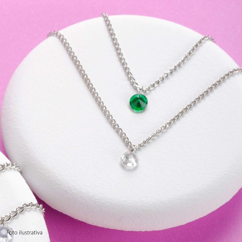 Colar de Aço Ponto de Luz Verde 5mm 45cm