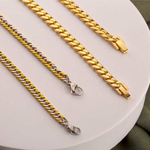 Corrente de Aço Groumet Achatado 7.7mm 60cm Gold IPG