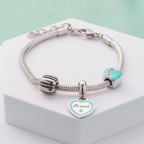 Berloque de Aço Separador Patinha Pet Coleção Steel Dreams com Resina