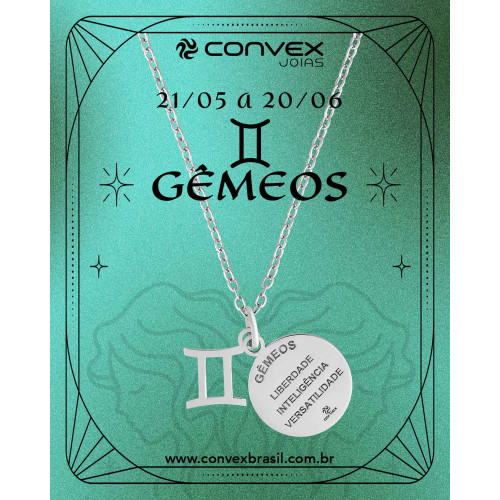 Colar de Aço Signo Gêmeos 18mm 50cm