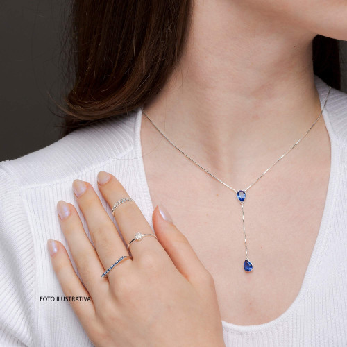 Colar Gravatinha Safira
Prata com Zircônia Azul 45cm