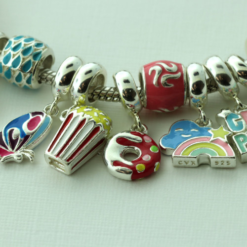 Berloque de Prata Separador Colors com Resina Rosa