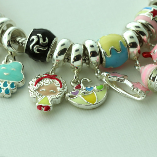 Berloque de Prata Separador Algodão Doce com Resina