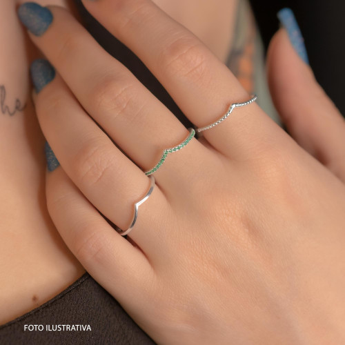 Anel de Prata Lari com Zircônias Pink