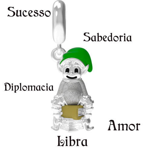 Berloque de Prata Duende do Signo de Libra Link com Resina