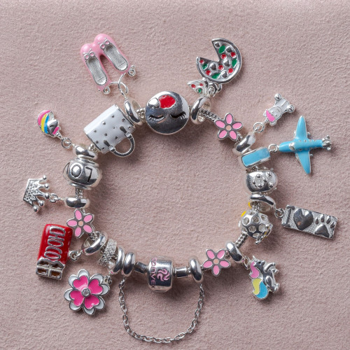 Berloque de Prata Emoji Garota com Resina Italiana