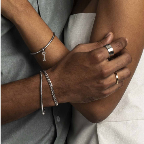 Pulseira Berloque de Aço Coleção Steel Dreams Fecho  Lagosta