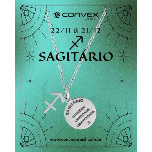 Colar de Aço Signo Sagitário 18mm 50cm
