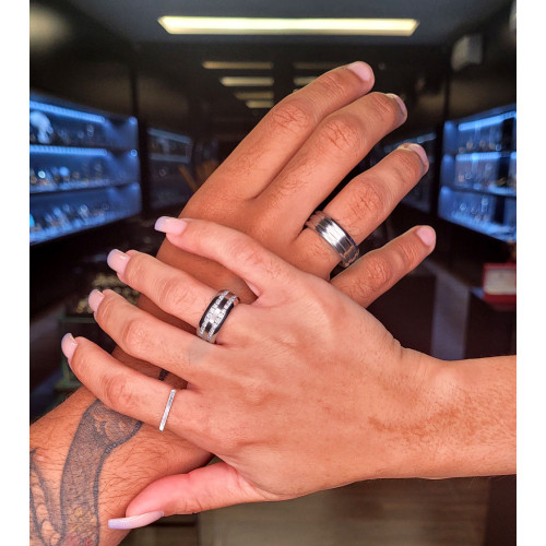 Anel de Aço Troya Dupla com Zircônia 8mm