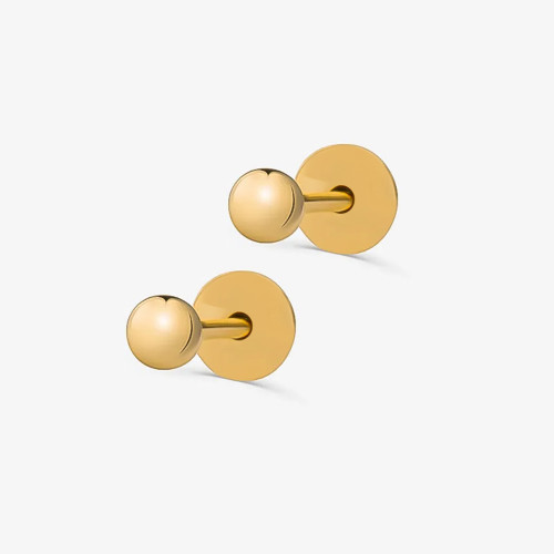 Brinco de Ouro 18K Bola 4cm Tarraxa Baby