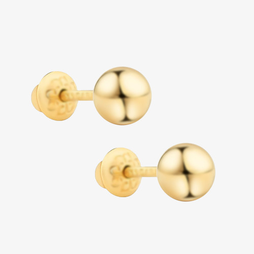Brinco de Ouro 18k Baby Bolinha 4mm cartela com 12 pares