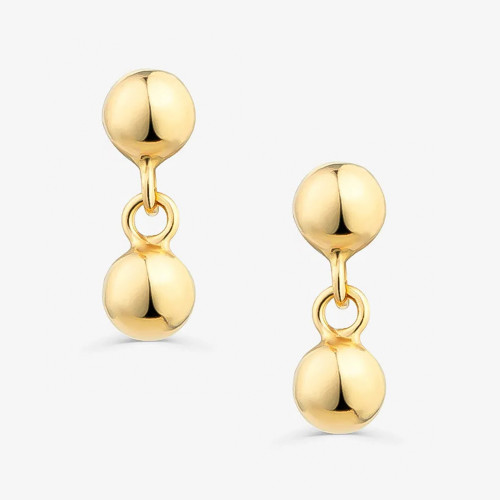 Brinco de Ouro 18k Baby Bolinha Dupla 3mm cartela com 12 pares