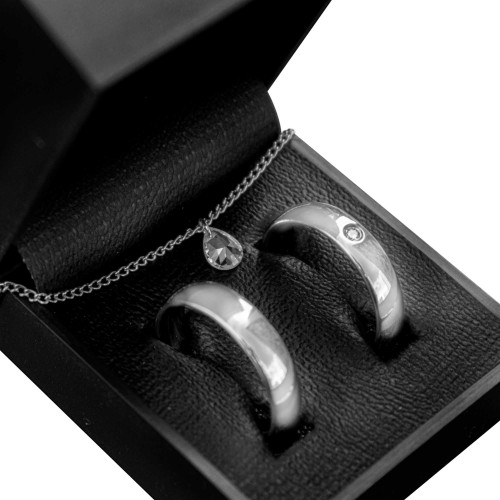 Par de Alianças Comfort+ Colar Ponto de Luz e Caixa luxor