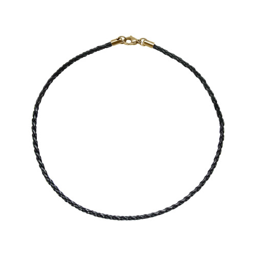 Corrente Aço Couro Preto Fino 2.80mm 50cm IPG